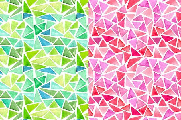 多彩三角形水彩矢量图案设计套装 Watercolor Triangles Design Kit插图4