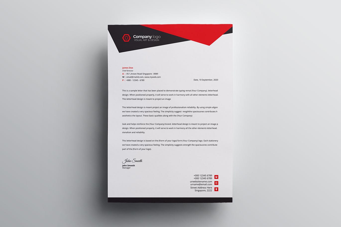 信息科技企业信封设计模板v5 Letterhead插图(3)
