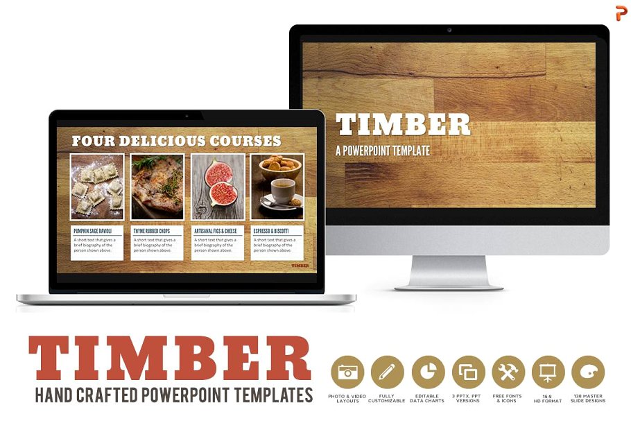 粗犷木材和风化纸张背景PPT模板 Timber Powerpoint Templates插图