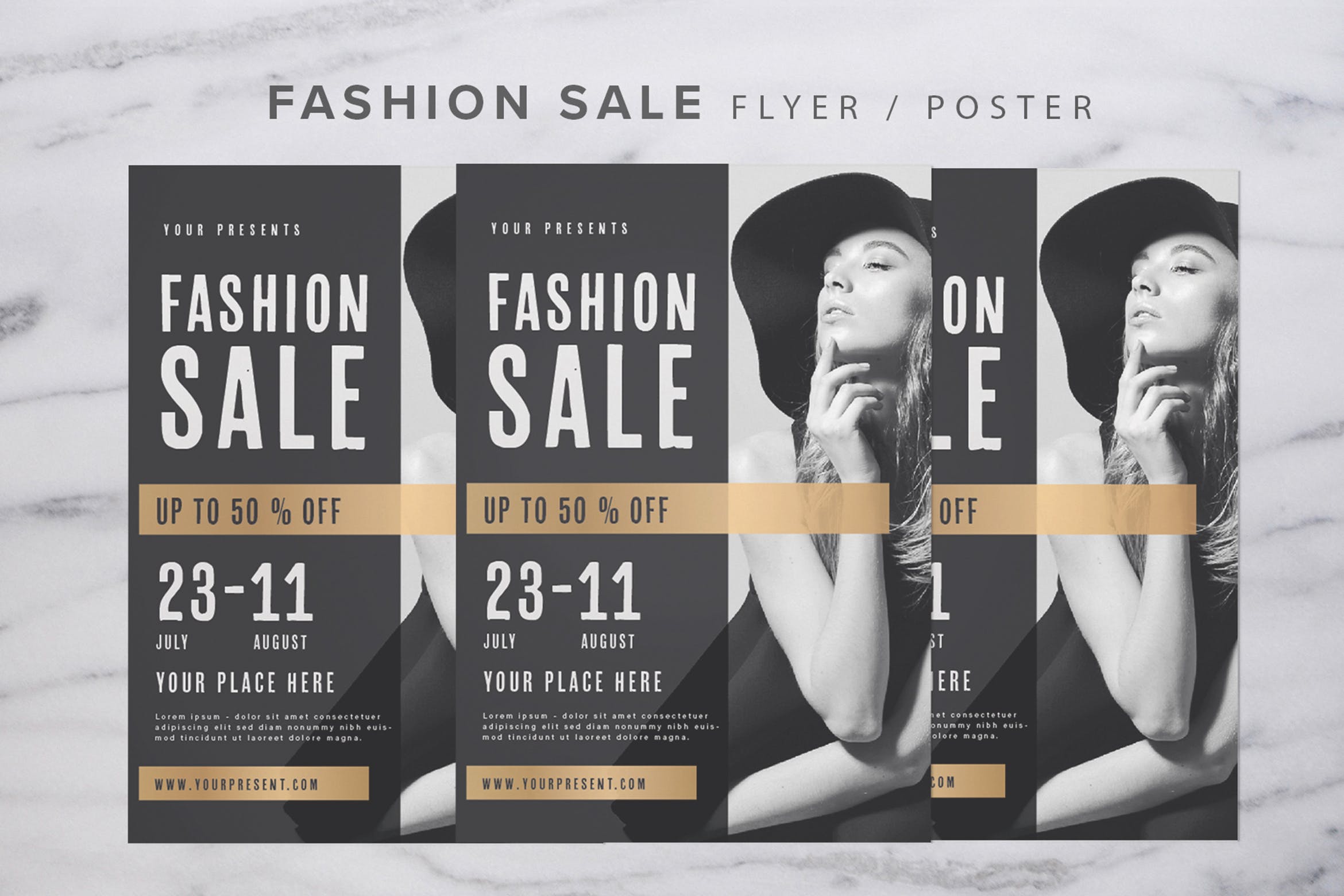 新潮时尚欧美时装秀销售广告海报传单设计模板 Fashion Show Flyer插图