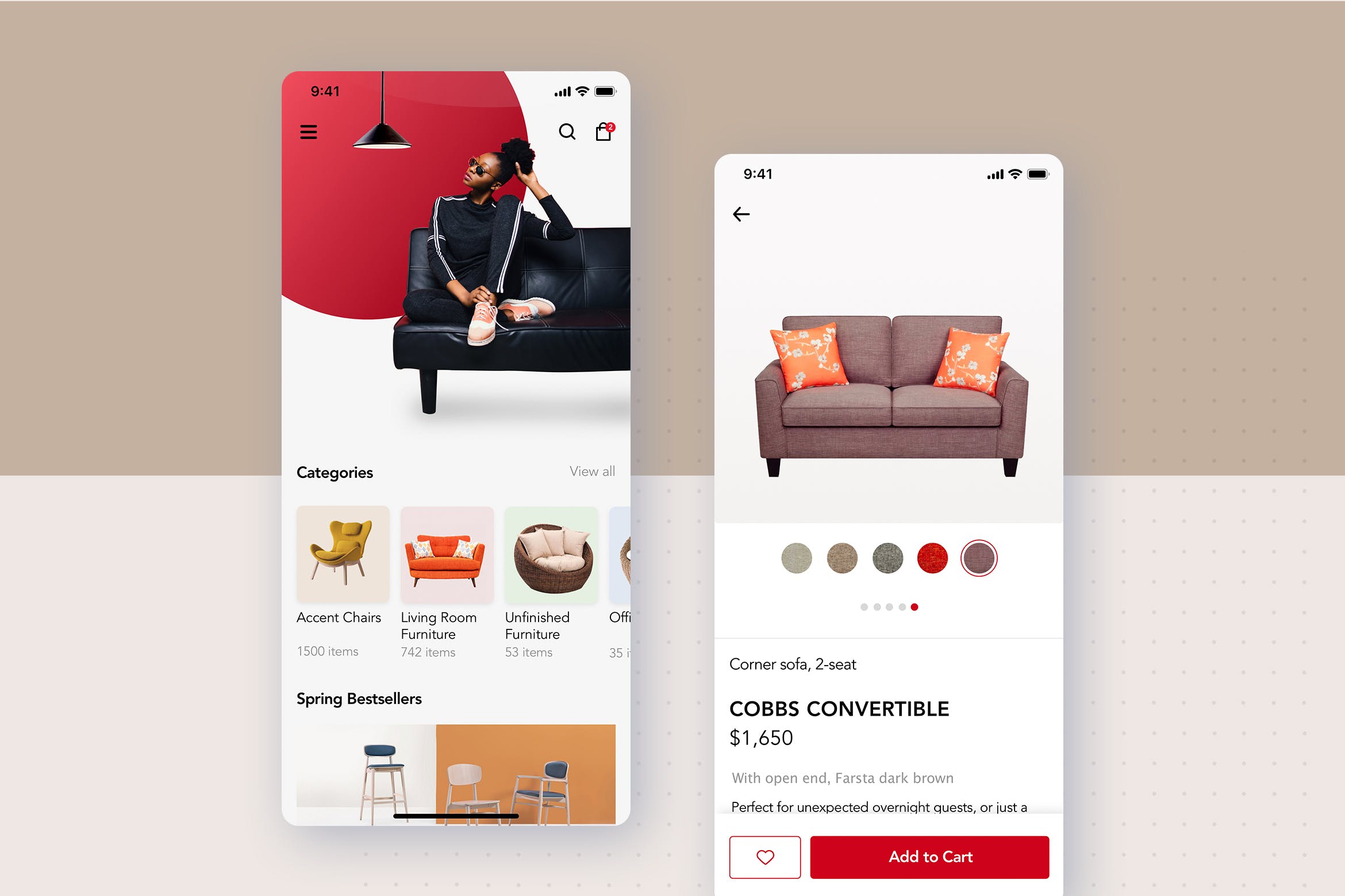 家具家居产品电商APP界面设计Sketch素材 Furniture – Ecommerce App UI插图
