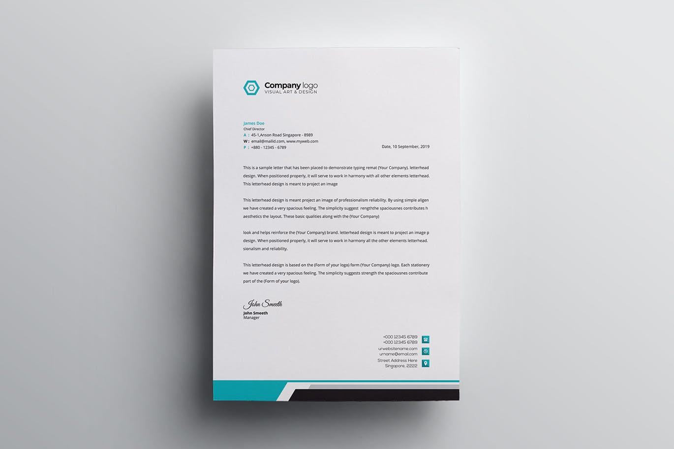 信息科技企业信封设计模板v1 Letterhead插图(4)