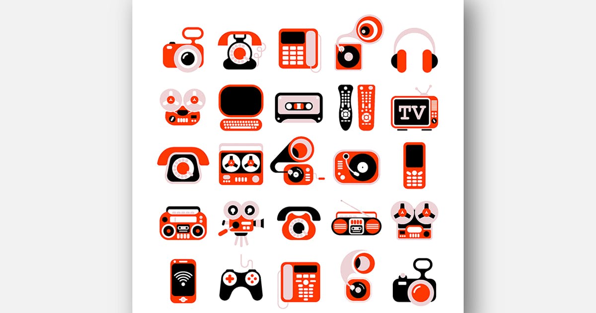 电子设备矢量图标集 Electronic Devises Vector Icon Set插图