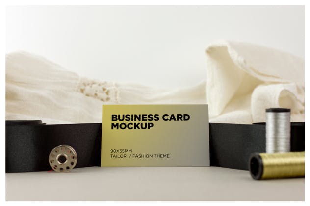 裁缝/时尚服装行业名片样机 Tailor / Fashion Business Cards Mockup插图(1)