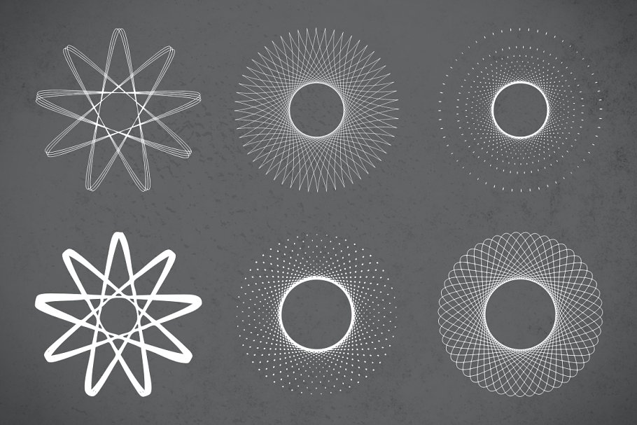 环绕旋转绘图矢量图形 Circular & Spirograph Vector Pack 1插图4