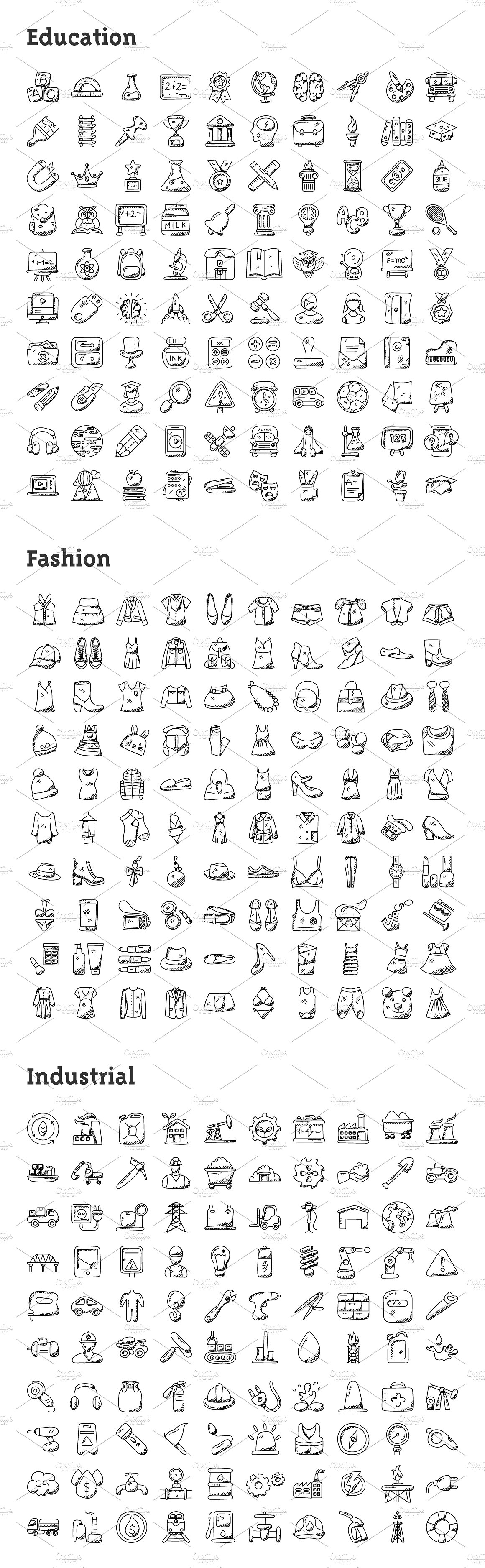 4074枚纯手工绘制涂鸦图标合集 4074 Hand Drawn Doodle Icons插图(4)