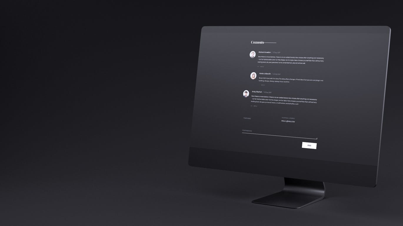 网站UI设计效果图预览黑色iMac电脑样机模板 Dark iMac Mockup插图10