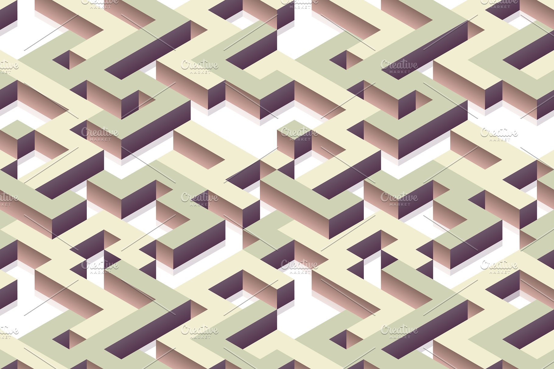 8款现代等距无缝图案纹理 8 modern isometric seamless patterns插图(1)