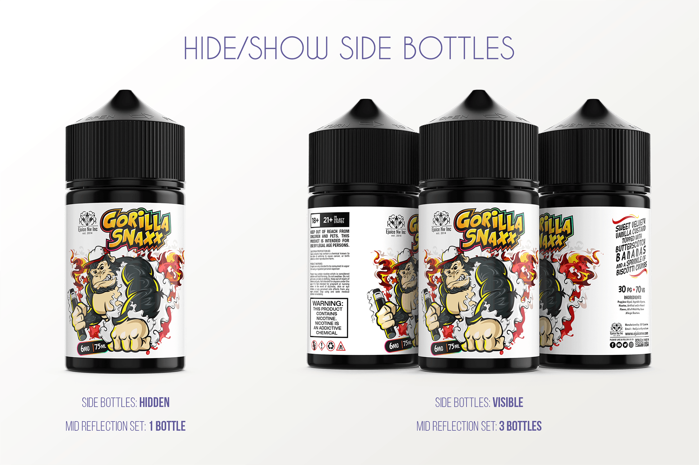 75ml装电子烟烟油外观设计预览样机模板 eLiquid Bottle Mockup v. 75ml-B插图(4)