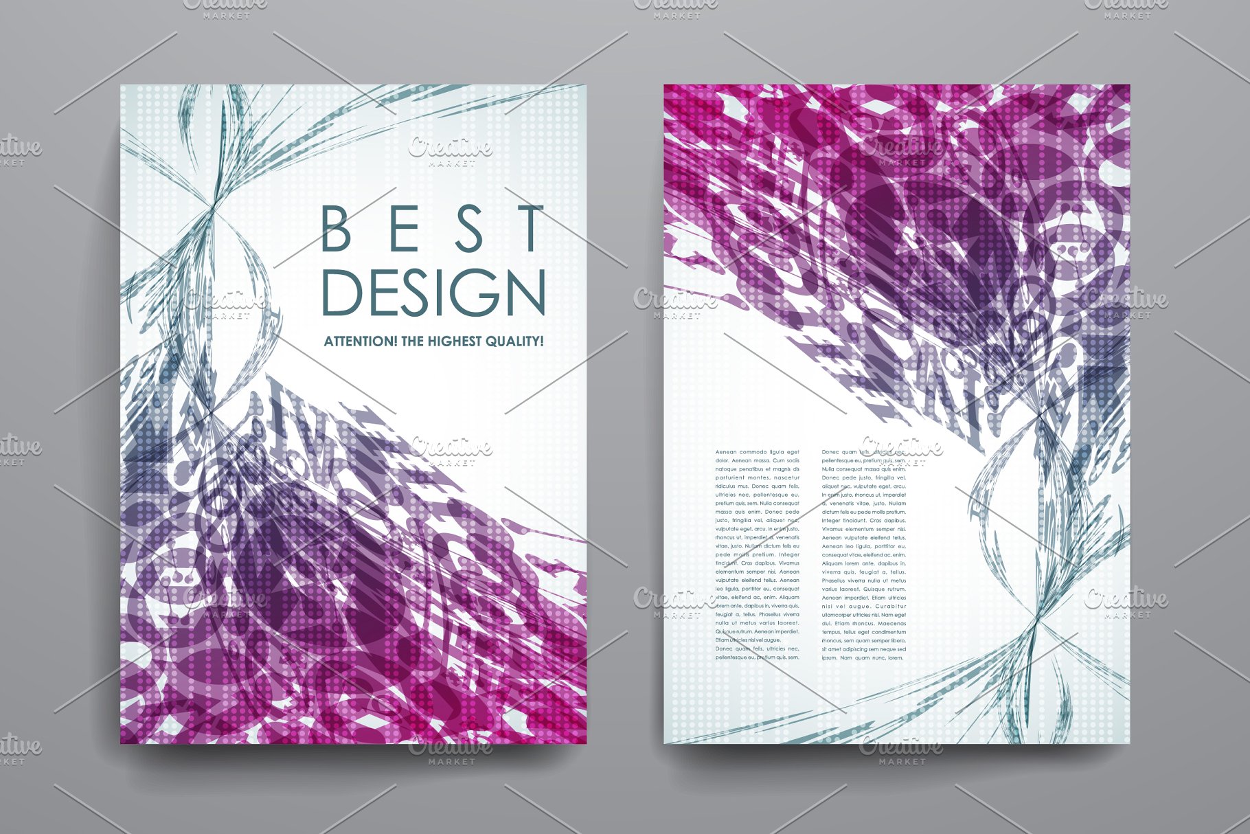 漂亮飘逸线条抽象画册模板 Brochures Templates插图1