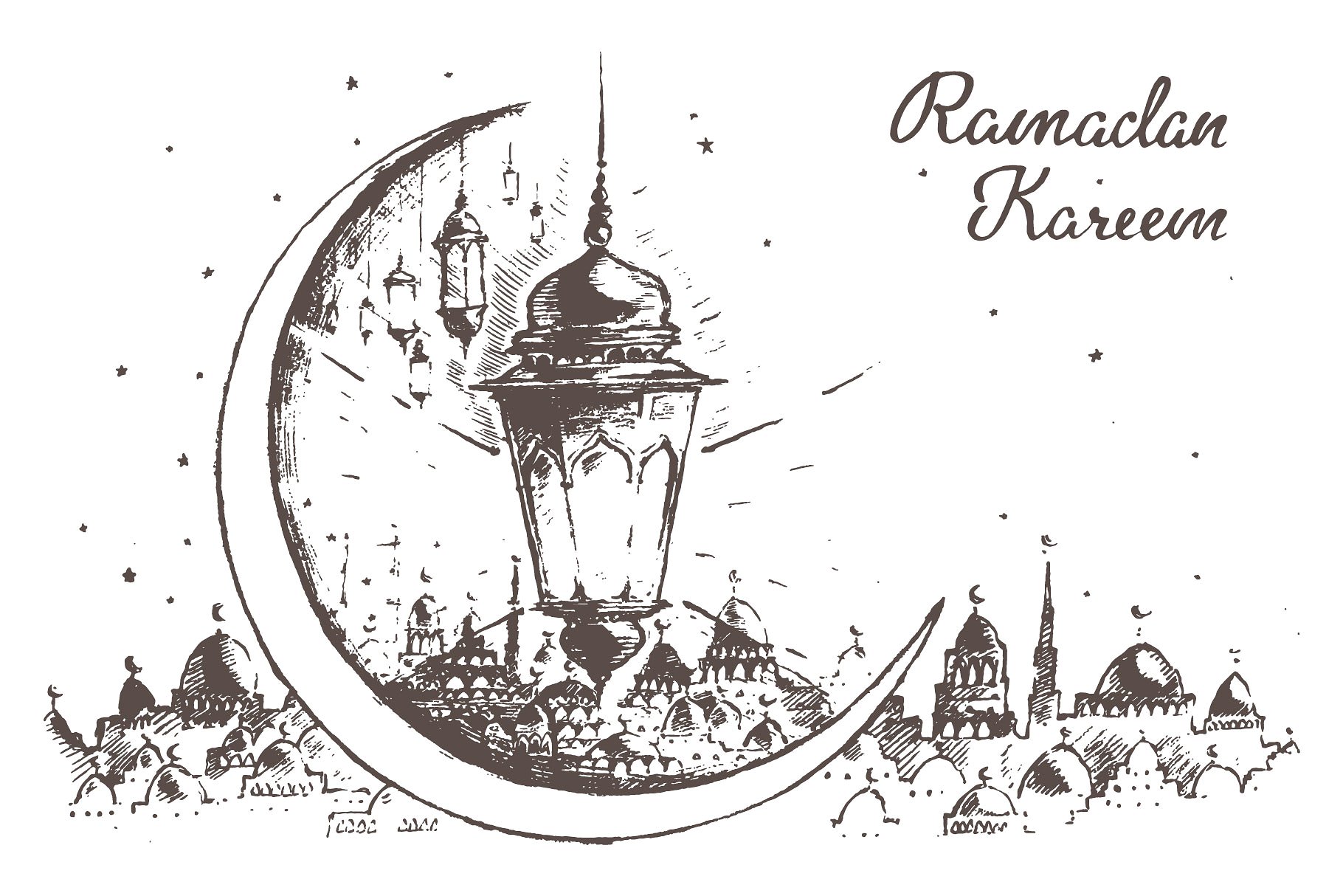 巨大的素描斋月插图合集 Big set of Ramadan Kareem sketches插图7