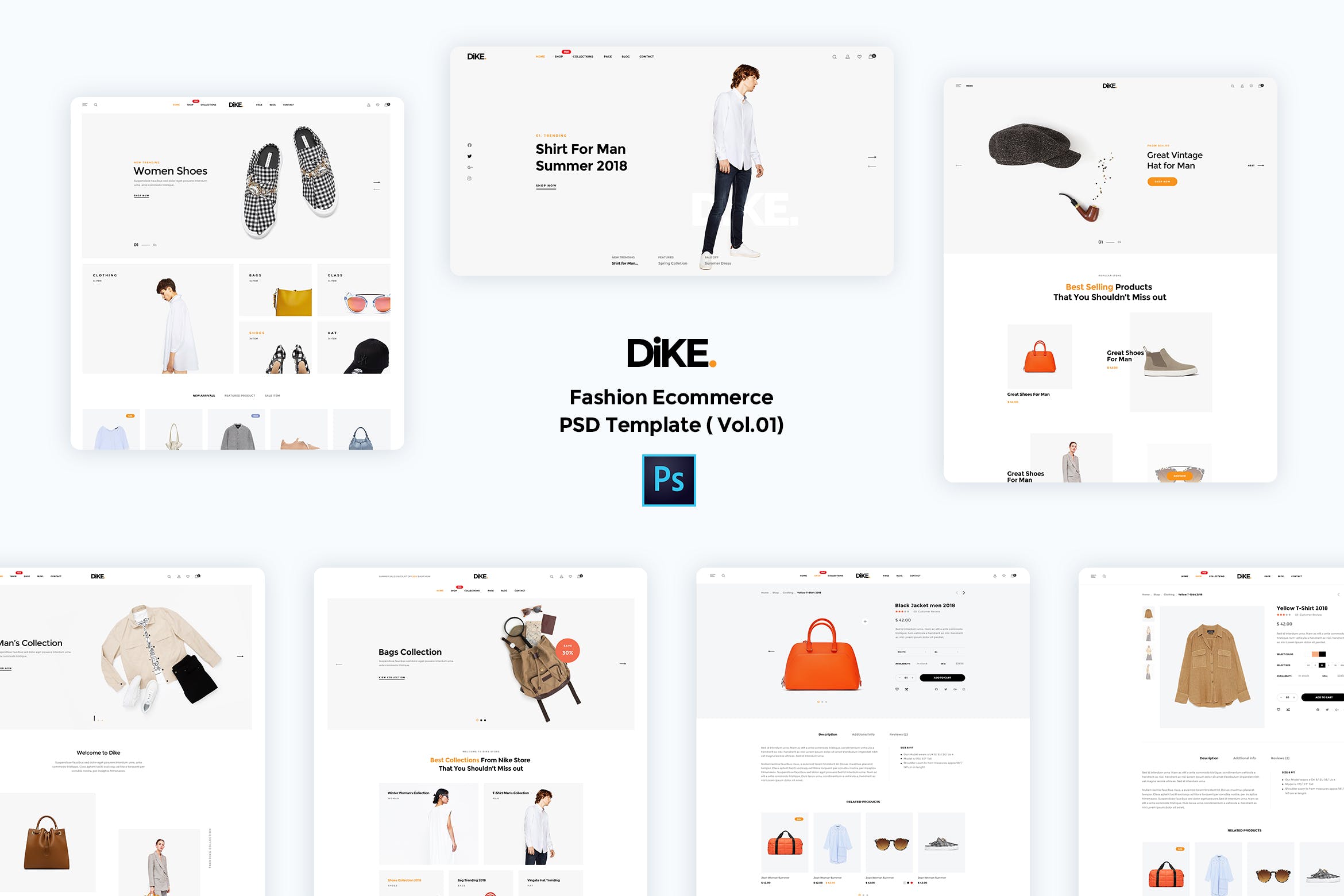 简约时尚电商网站平台PSD模板v1 Dike-Fashion Ecommerce PSD Template ( Vol.01)插图