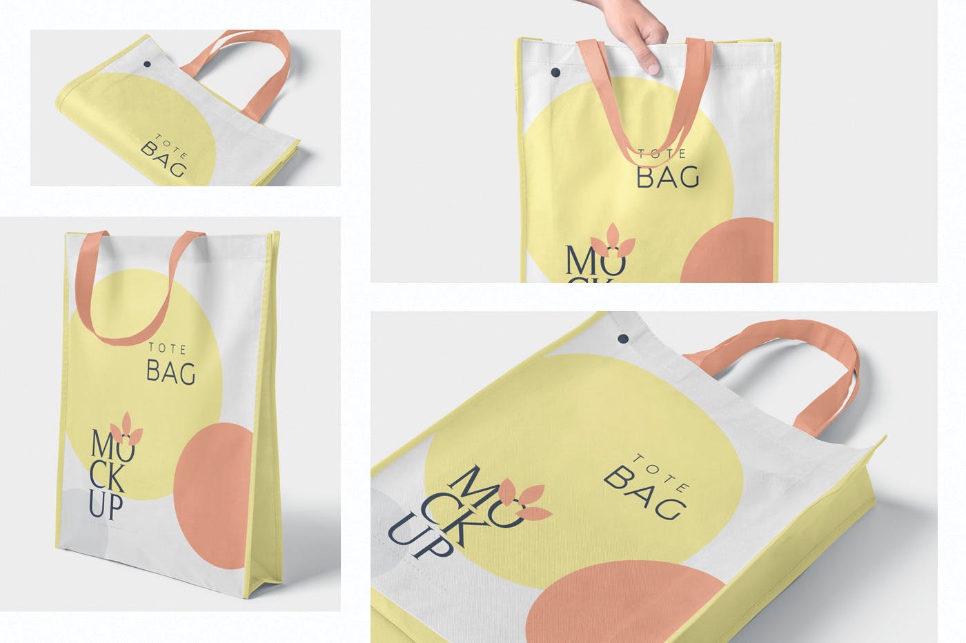 4个购物手提包购物袋外观设计效果图样机 4 Tote Bag Mockups插图(1)