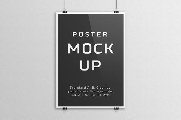 海报设计张贴效果预览样机模板 Poster Mock Up – A/B/C Paper Sizes插图3