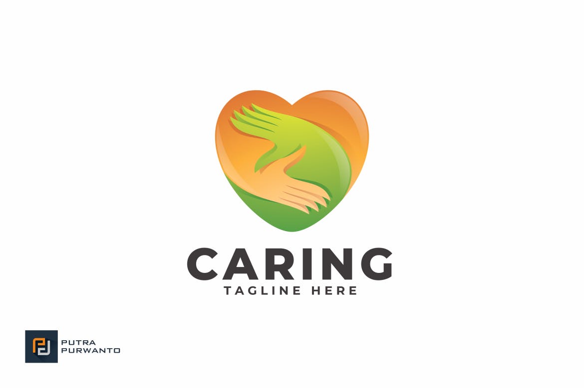 爱心之手慈善互助组织机构创意Logo设计模板 Caring – Logo Template插图(1)