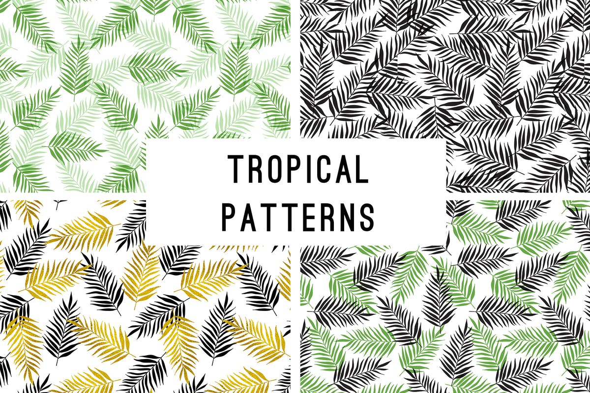 热带植物图案无缝背景纹理 Tropical Seamless Patterns插图