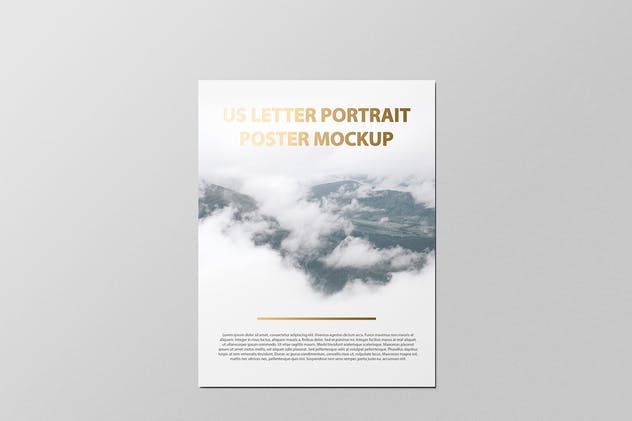 美国信纸规格海报传单/信头样机 US Letter Portait Flyer / Letterhead Mockup插图2