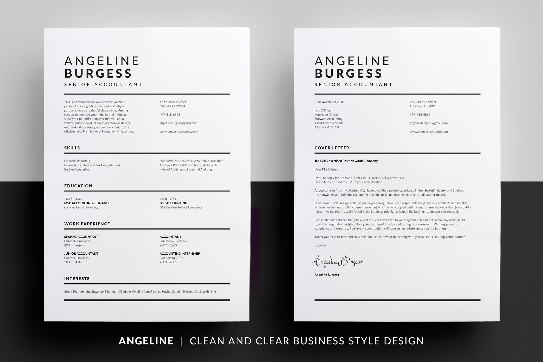 干净简单的基本简历模板 Angeline – Essential Resume插图(1)