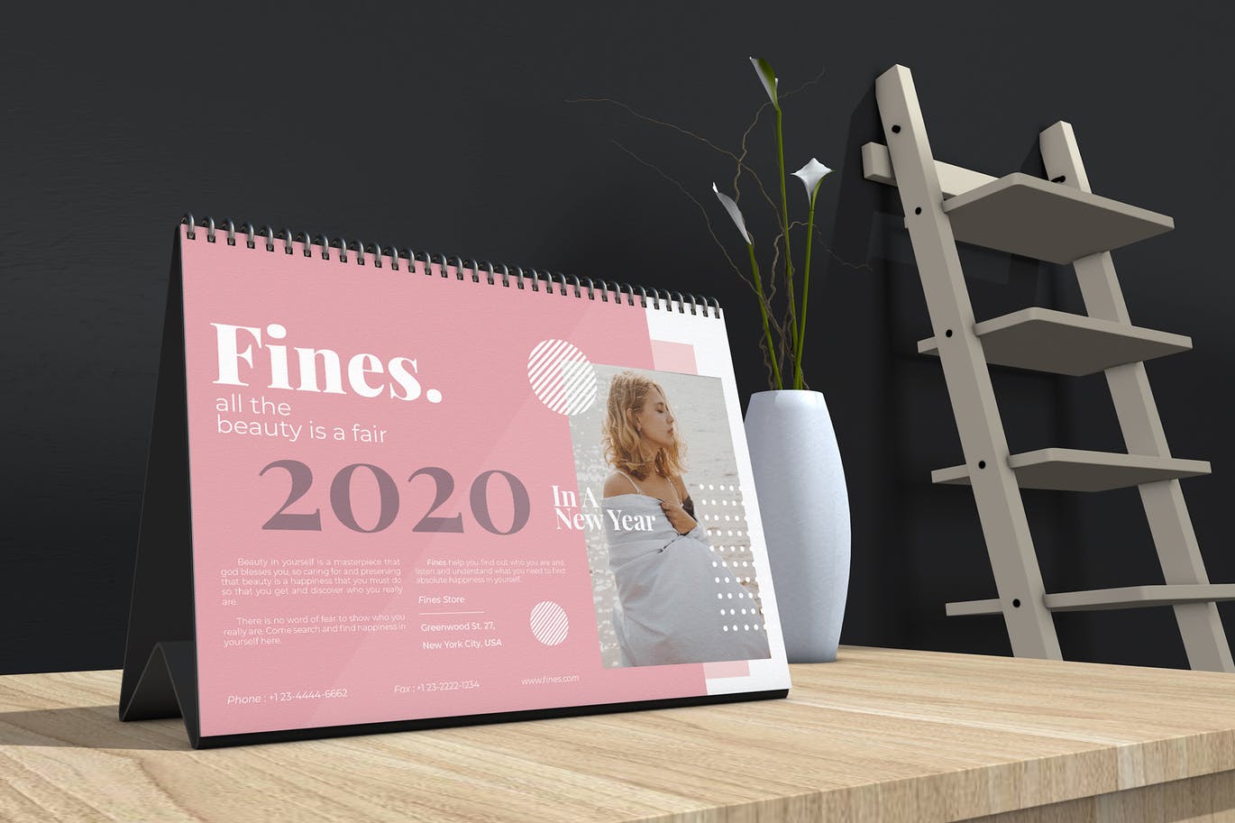 2020年时尚活页台历设计模板 Fines – Fashion Table Calendar 2020插图