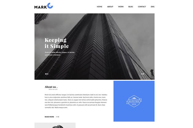 创意设计作品展示设计师网站设计PSD模板 MarkO插图(1)