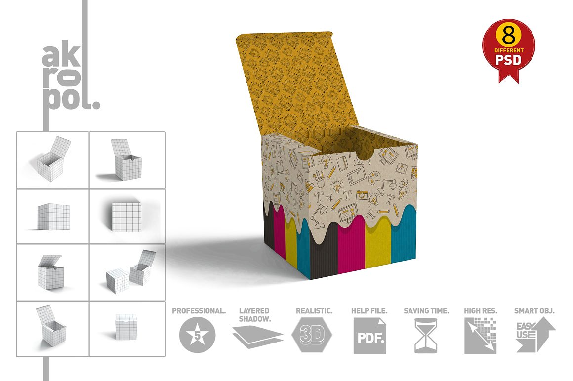 多角度盒子展示样机下载 Package Box-02 Mockups[psd]插图(6)