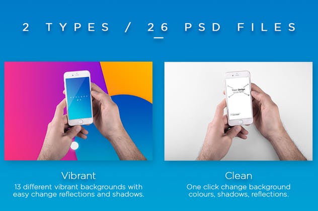 手持iPhone样机模板 iPhone Mock-up Brending Templates with Vivid Bcg’s插图(1)