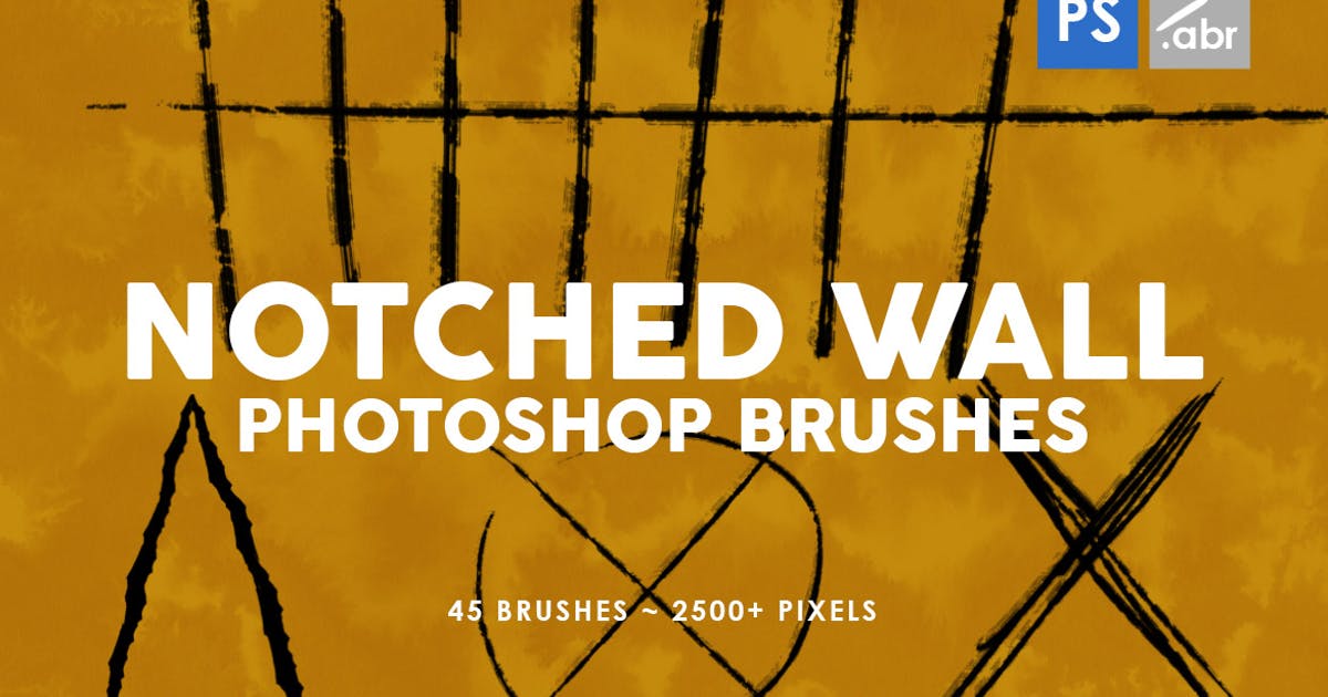 45个缺口墙痕划痕图案PS印章笔刷 45 Notched Wall Photoshop Stamp Brushes插图