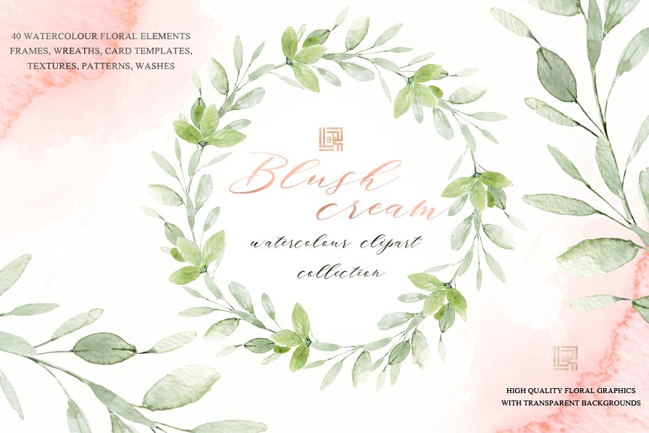 胭脂红水彩花卉水彩 Blush cream. Femenine flowers插图(2)