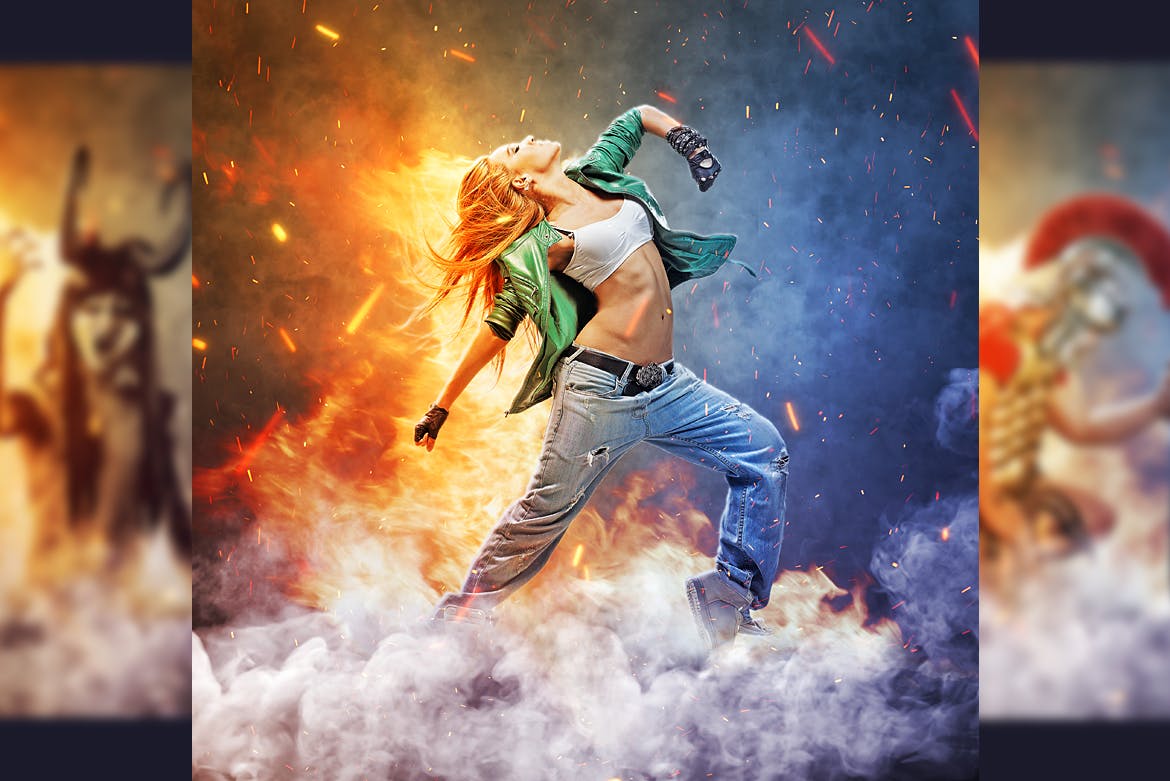 游戏运动人物摄影火焰烟雾效果PS动作 Champions Photoshop Action插图(3)