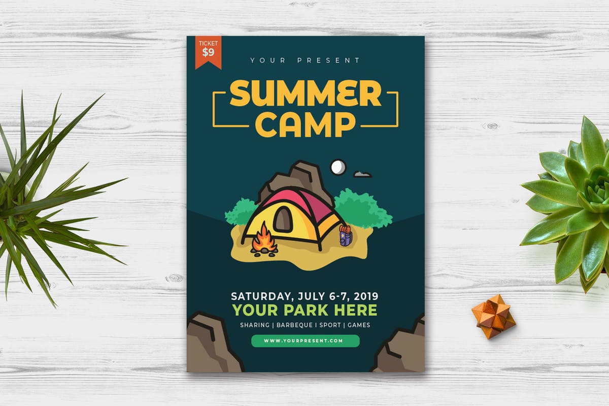 夏令营户外活动海报设计素材v2 Summer Camp Flyer vol.2插图