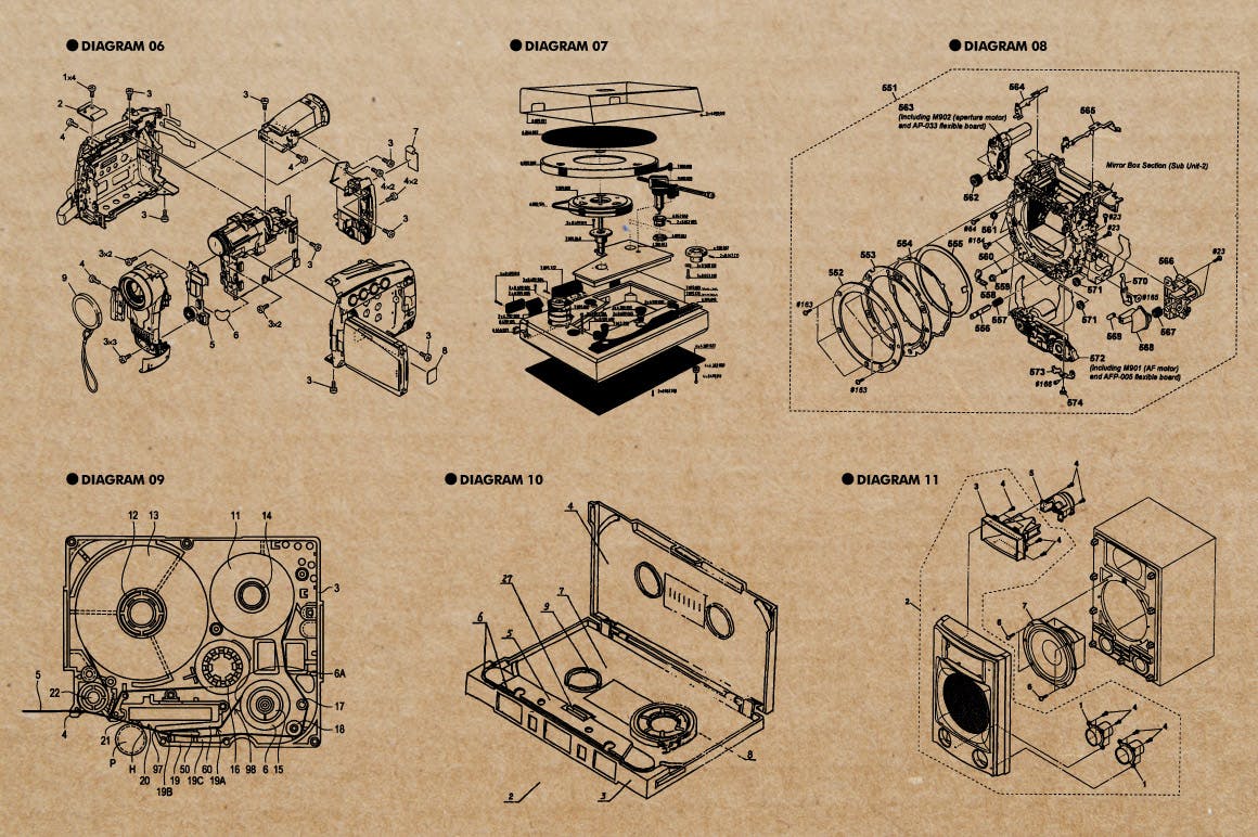 复古视听电器可视化结构矢量图形素材 Retro Diagrams – Audio Visual Edition插图(2)