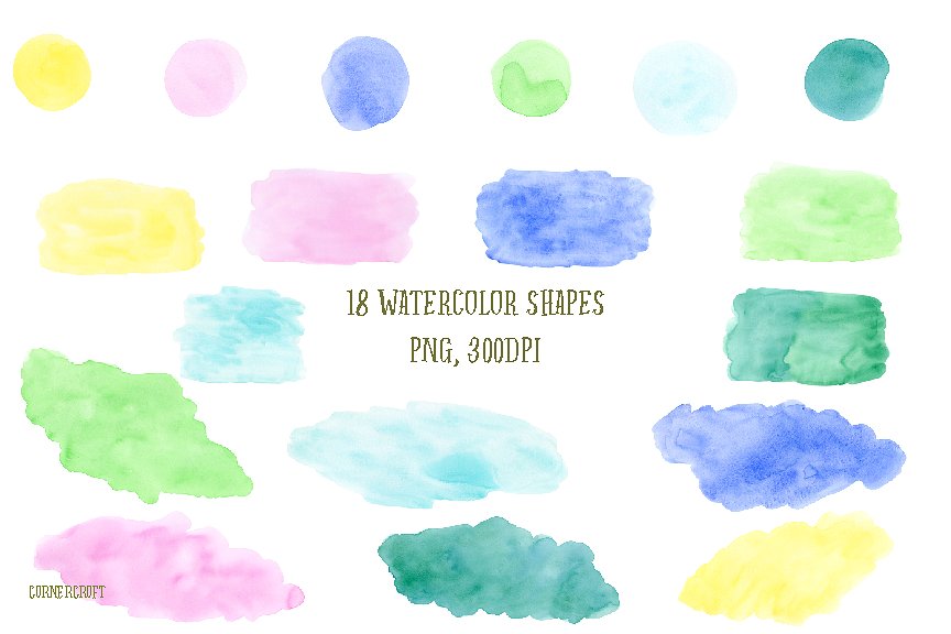 淡色不规则水彩晕染散开图案 Watercolor pastel color shapes插图