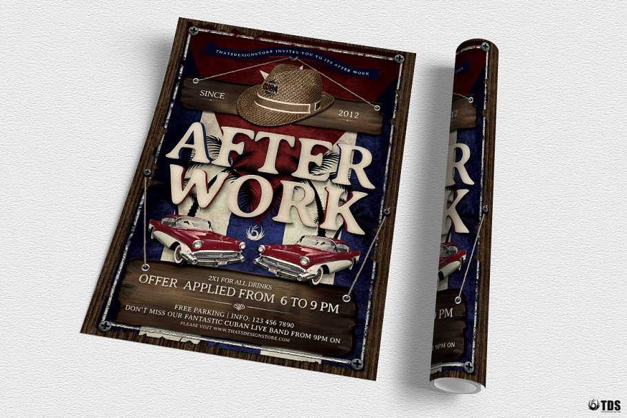 古巴风格酒吧活动海报设计PSD模板 Cuban After Work Flyer PSD插图(2)