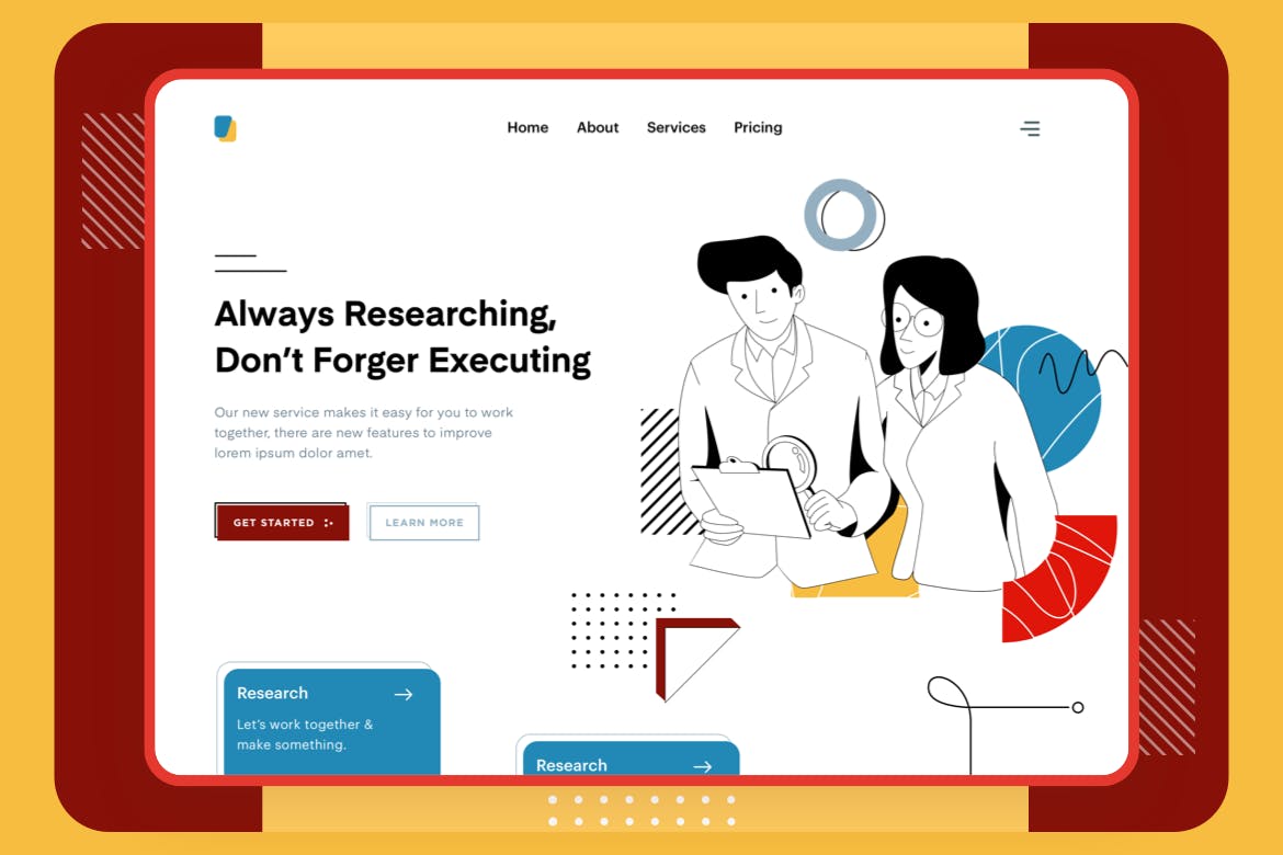 项目研究主题网站设计矢量插画设计素材 Liner – Research插图(1)