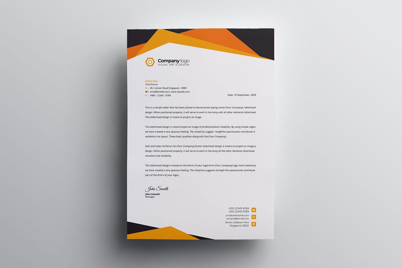 信息科技企业信封设计模板v2 Letterhead插图(2)
