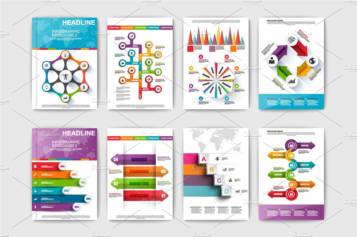 信息图表小册子模板 Set of Infographic brochures插图