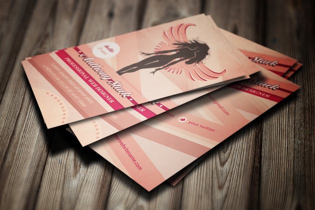 天使图案创意名片设计模板 Woman Business Card Design – 6 color versions插图8
