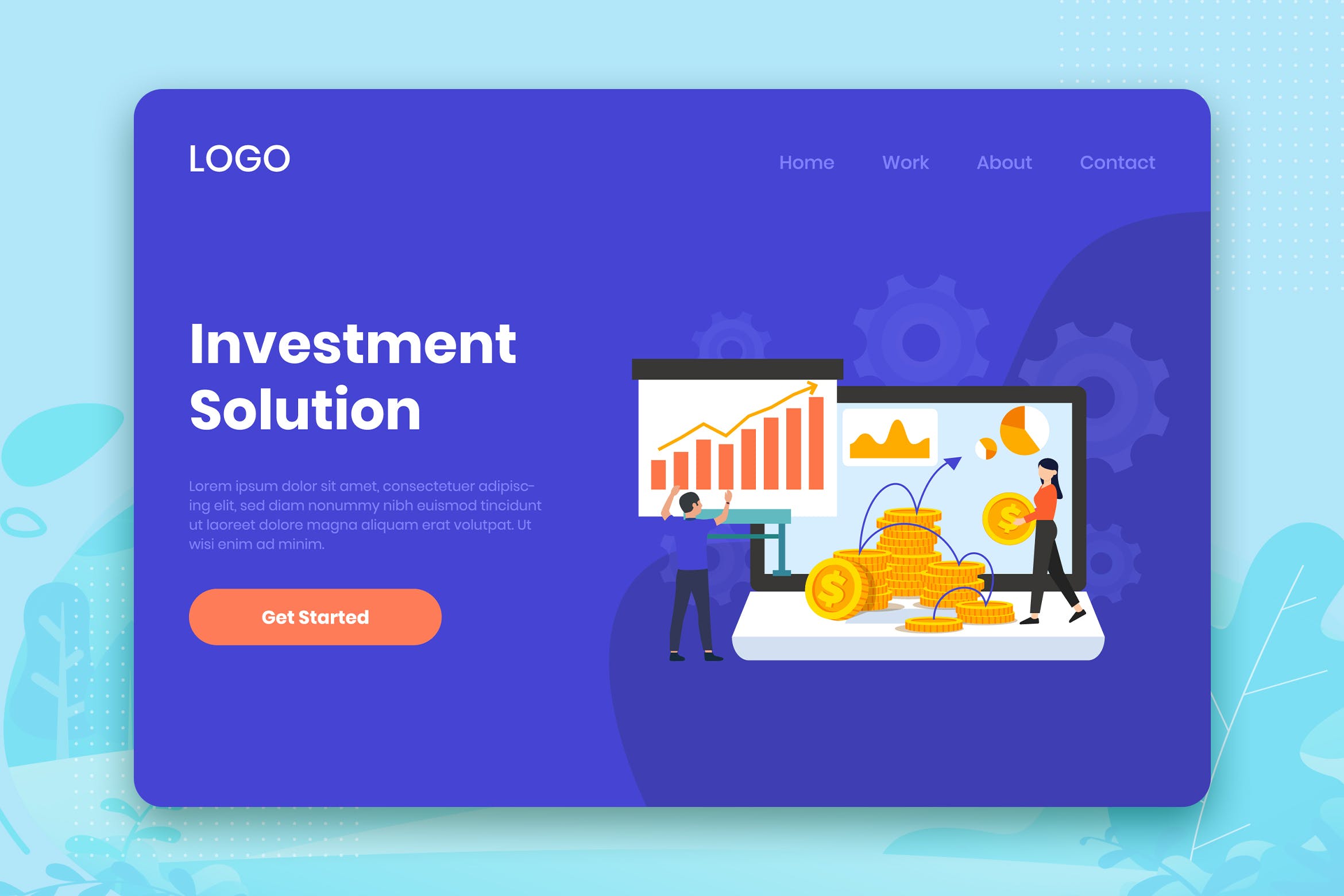 投资解决方案主题网站着陆页设计模板 Investment Solution landing page template插图