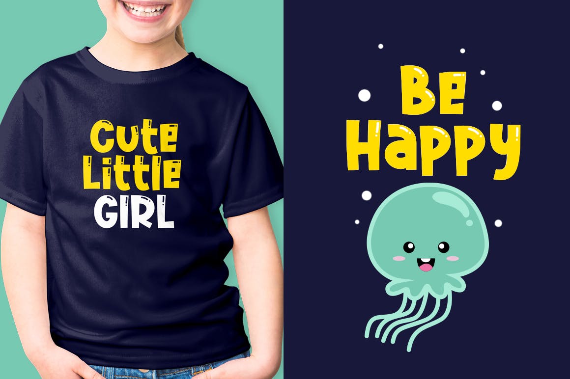 可爱水母体英文装饰无衬线字体下载 Cute Jellyfish插图(1)