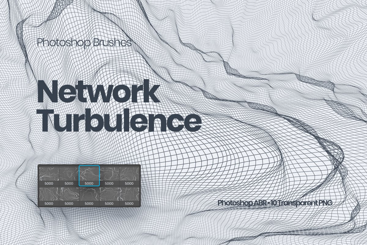 抽象网络信号波纹图案PS笔刷 Network Turbulence Photoshop Brushes插图