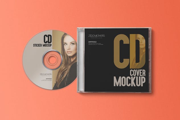 音乐CD光盘&包装盒样机 CD Label & Case Mockups插图(8)