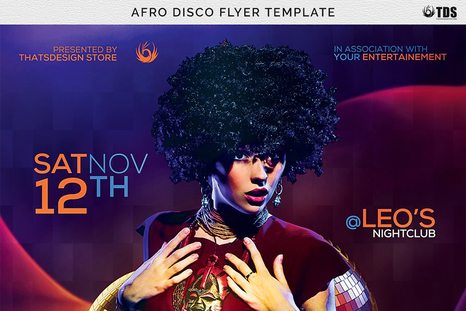 迪斯科音乐舞会派对传单模板 Afro Disco Flyer PSD插图(6)