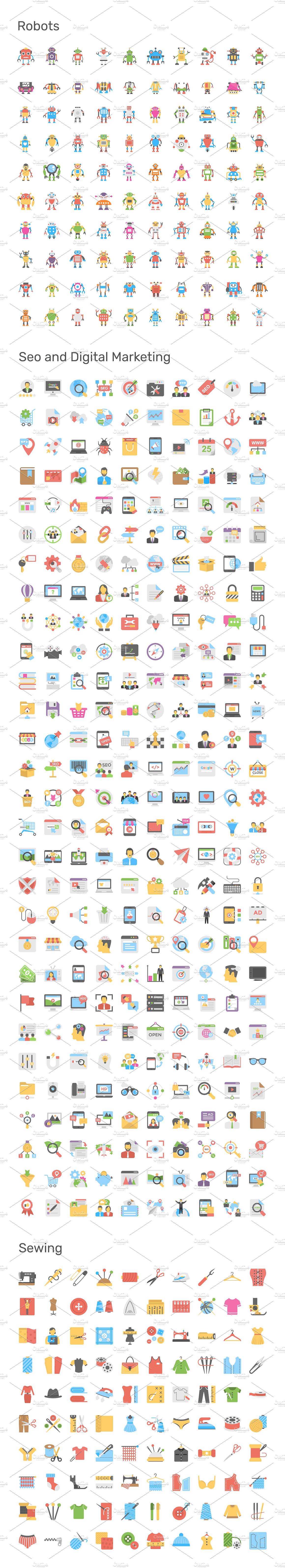 9690枚量贩式扁平化风格图标大礼包 9690 Flat Icons Pack插图(18)