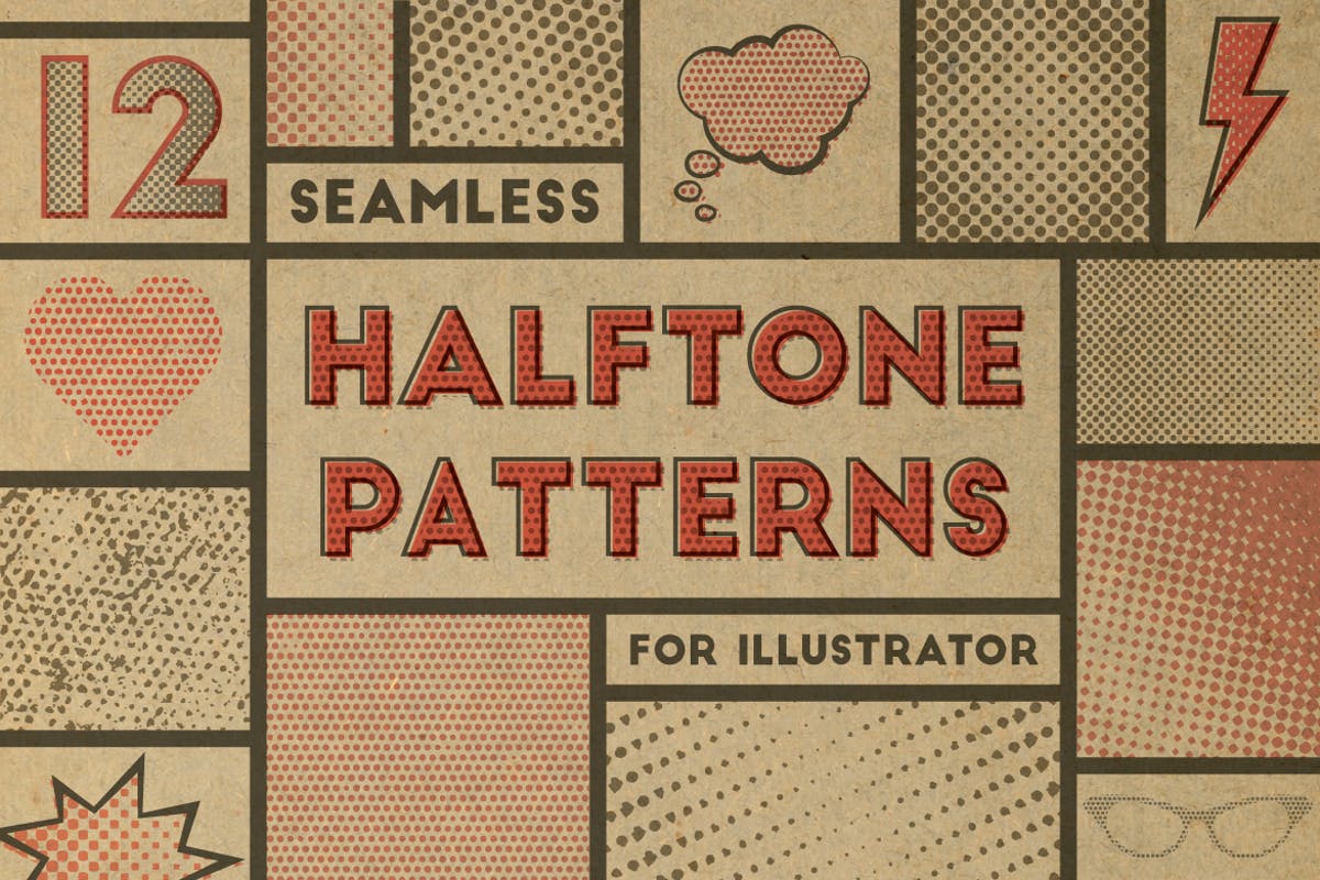 无缝半色色调图案素材 Seamless Halftone Patterns插图