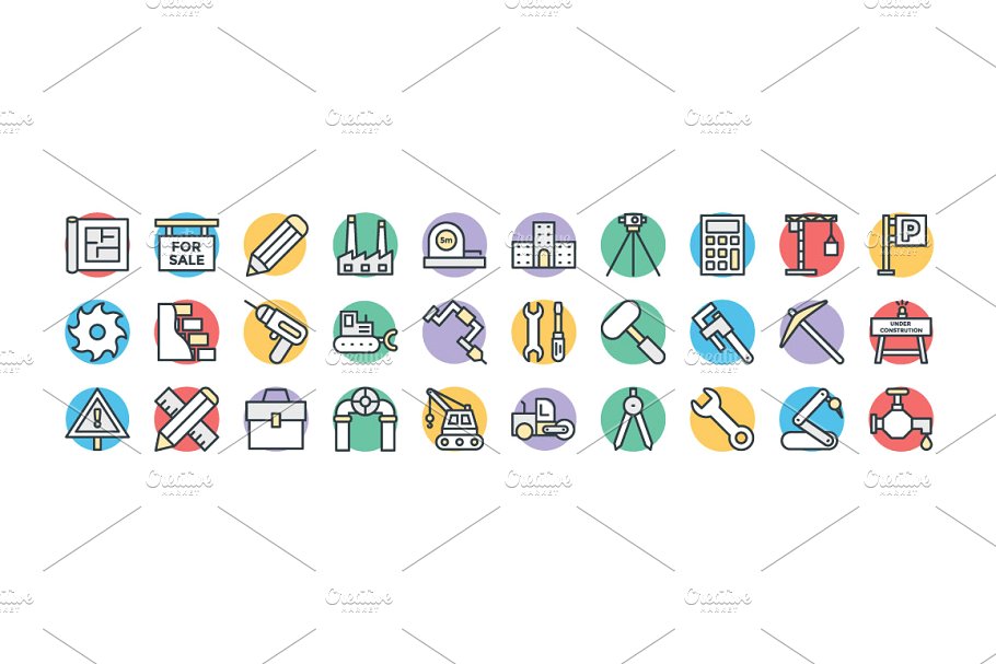 100+建筑基建主题矢量图标 100+ Construction Vector Icons插图(2)