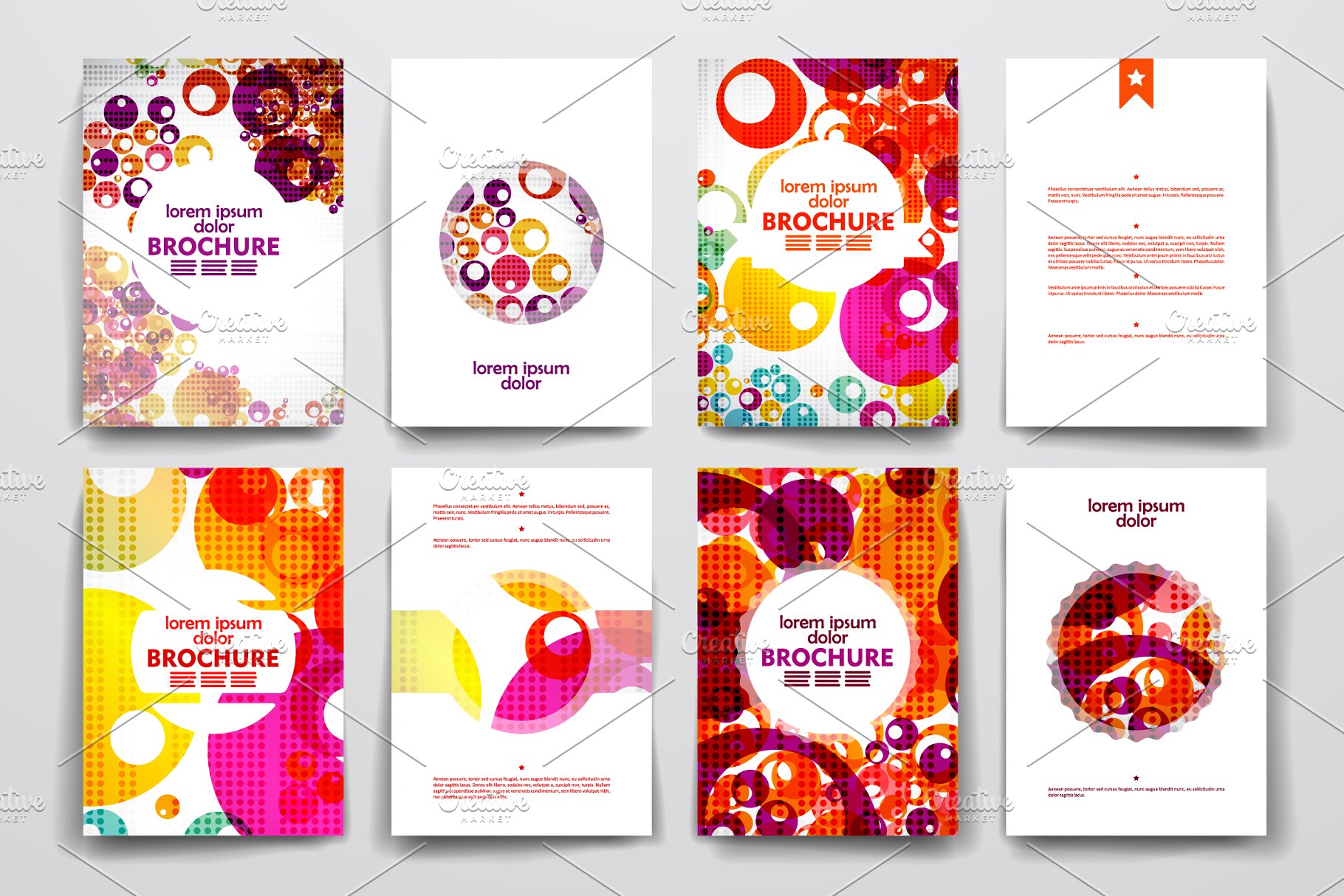 一套彩色抽象风格小册子模板  Colourful brochure templates插图1