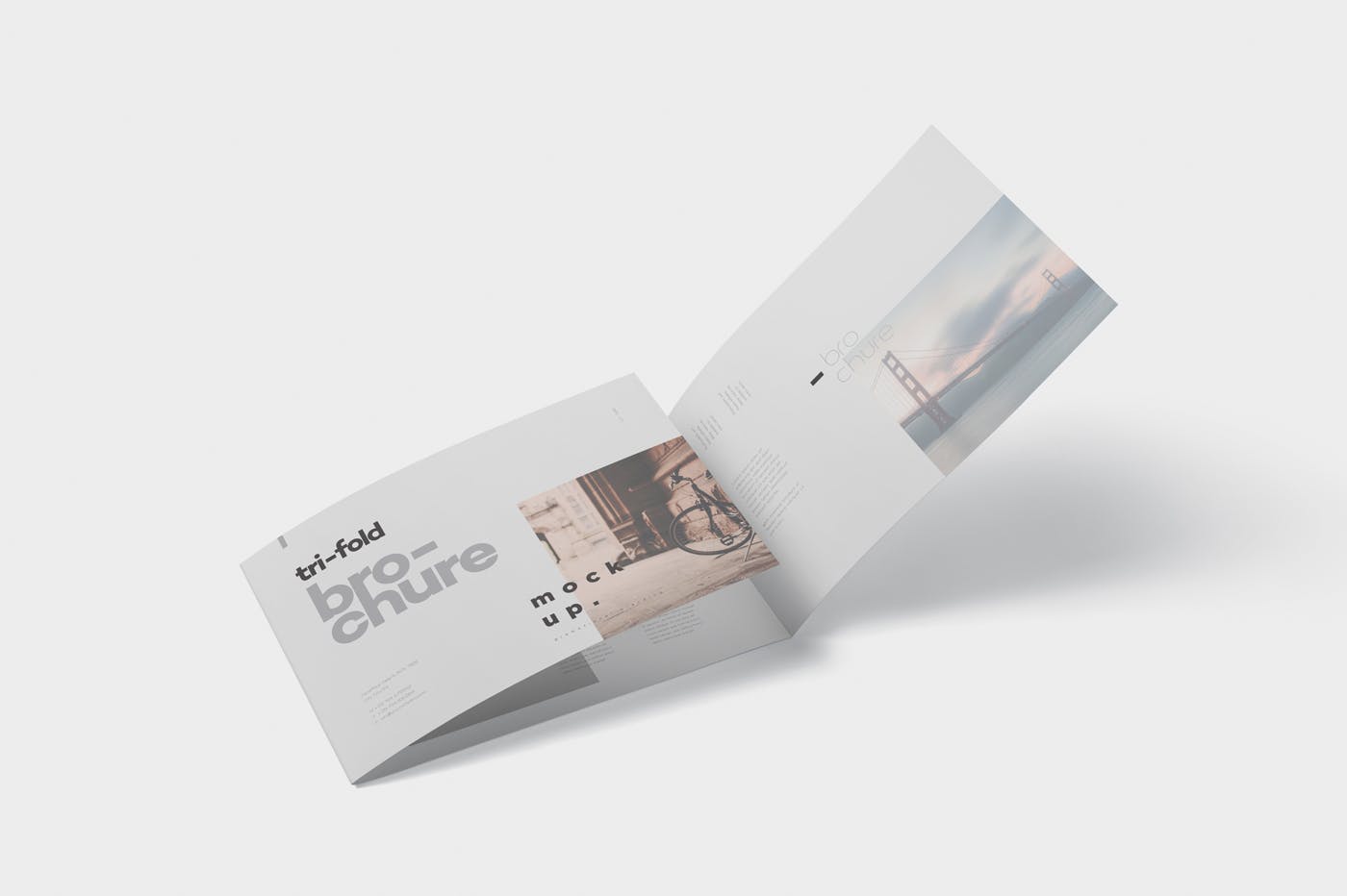 横版设计三折页宣传单效果图样机 Tri-Fold Brochure Mockup in Din A4 A5 A6 Landscape插图3