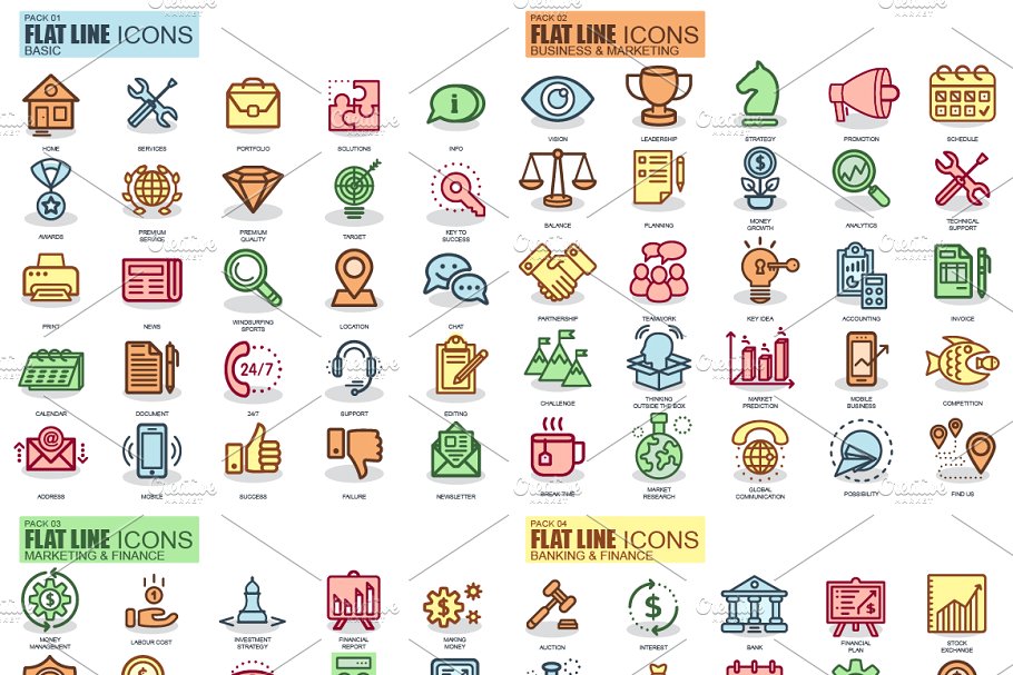 1650枚线条图标合集 1650 Line Icons Bundle插图(1)