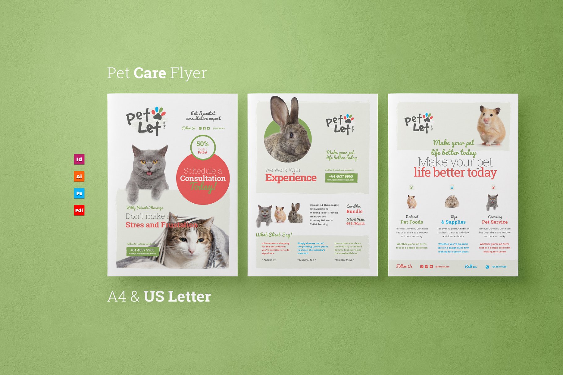 宠物医院海报宣传传单模板 Pet Flyer插图