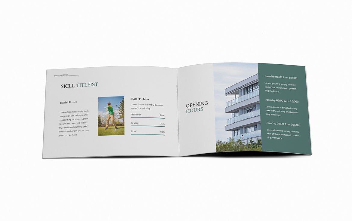 高尔夫场馆/体育场馆横版画册设计版式模板 Golf A5 Brochure Template插图7